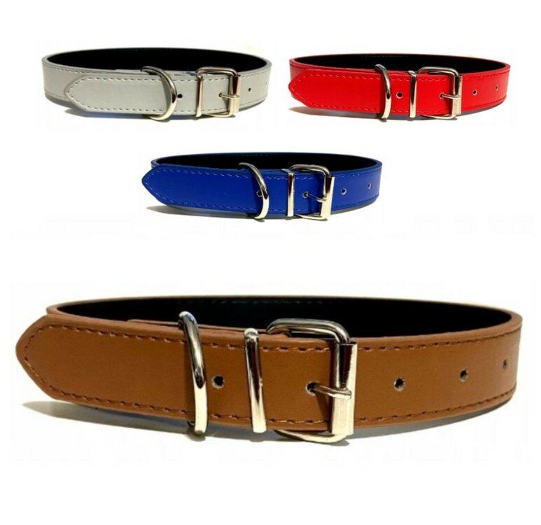 Halsband hond rood, blauw, grijs of bruin