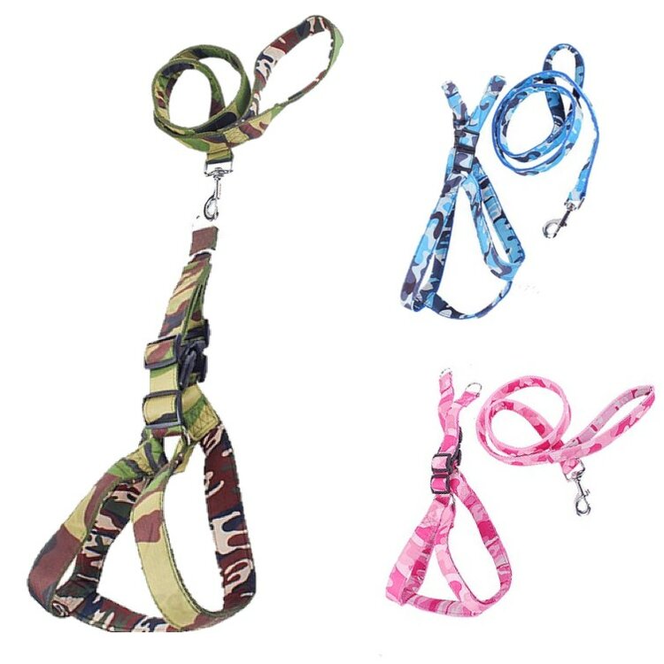 Honden Y-tuigje set met riem camouflage M