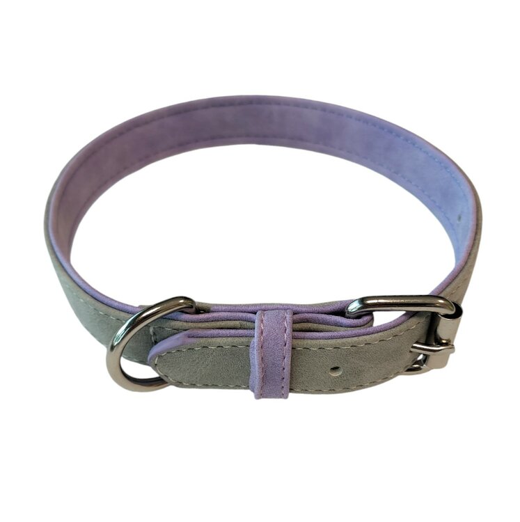 Hondenhalsband vegan leer su&egrave;de met gesp 31 cm