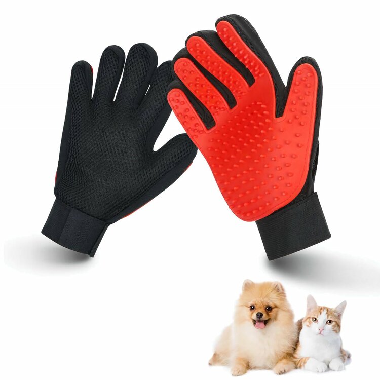 Massage handschoen rubber voor hond en kat