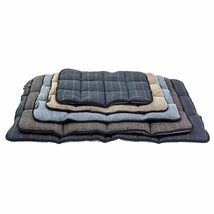 Jack and Vanilla Hondenkussen - Maat S - 40x58 cm - Pluche wol - Tartan - Grijs 