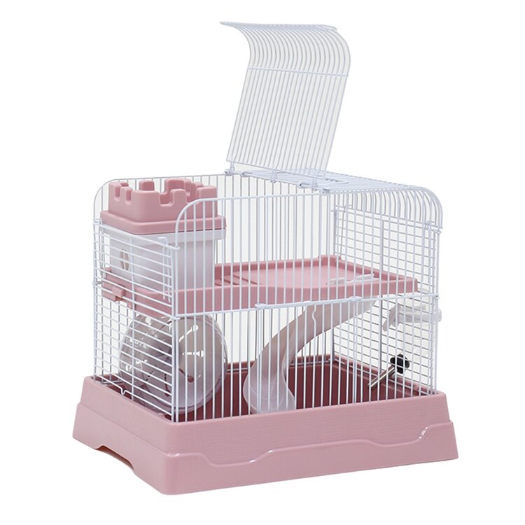 Hamsterkooi - Met inrichting - Roze - 30x23x25,7 cm