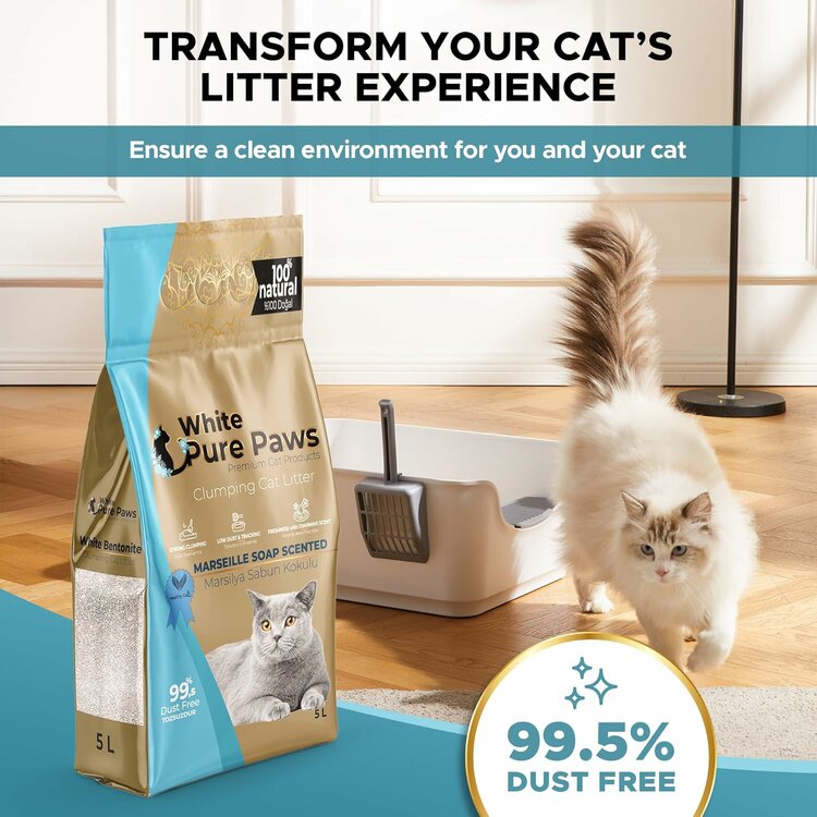 White Pure Paws Kattenbakvulling - Bentoniet - Geparfumeerd - 5L