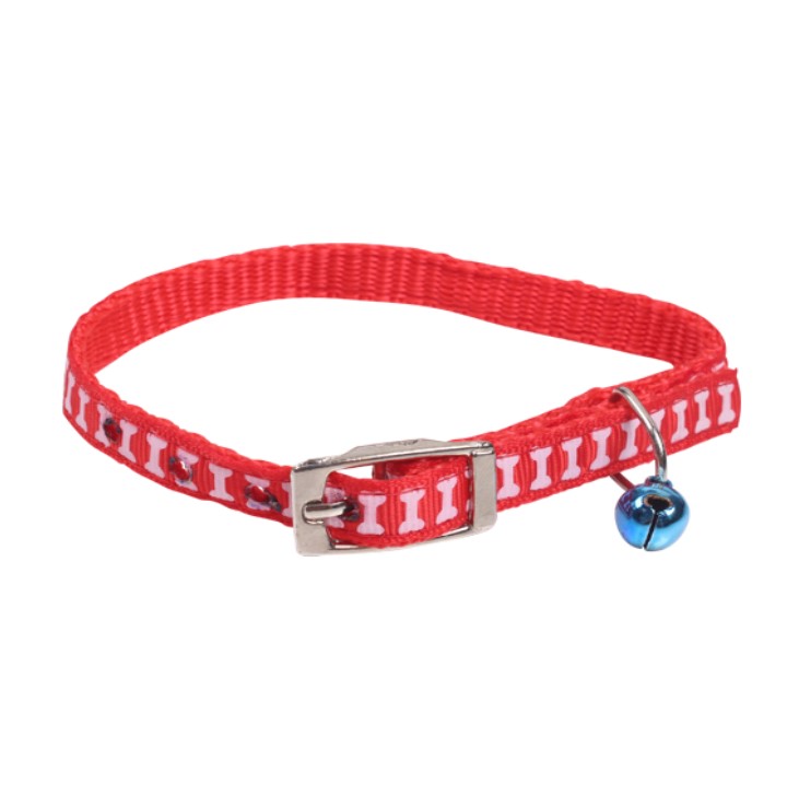 Nobleza Kattenhalsband - Kittenhalsband - Kattenhalsband met gespsluiting - Gekleurd belletje - Rood