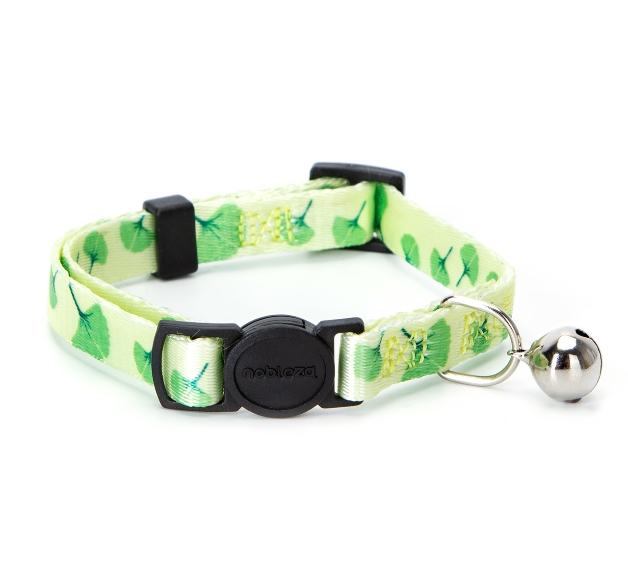 Nobleza Kittenhalsband met bladeren - Kattenhalsband - Kittenhalsband met belletje - Halsband kat veiligheidssluiting - Groen