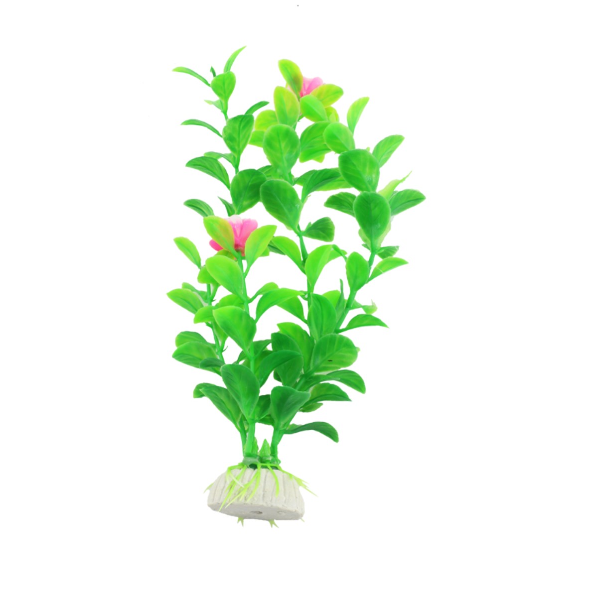 Nobleza kunststof aquariumplant - aquariuminrichting - nep plant - aquariumdecoratie- groen - roze - 20 cm