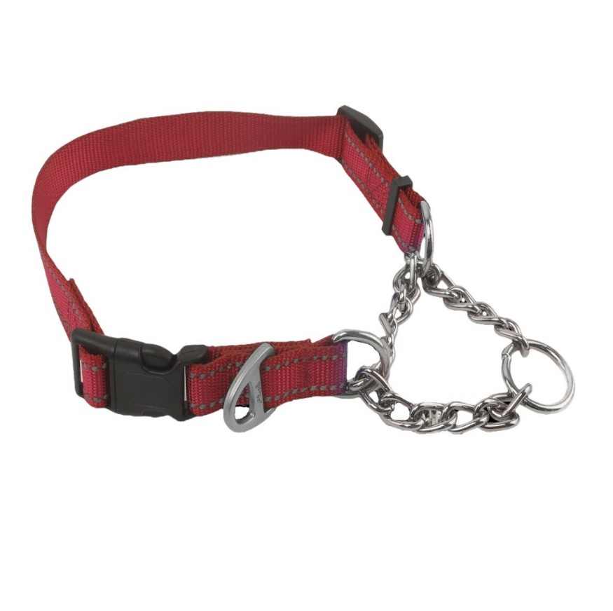 Nobleza Trainingshalsband - Anti trek halsband hond - Sliphalsband - Hondenhalsband - Reflecterend - Rood - Maat L