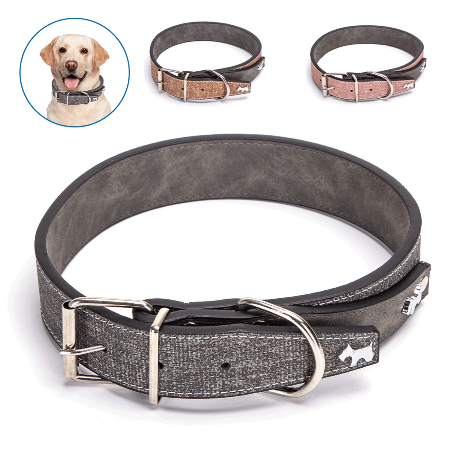 Nobleza Hondenhalsband - Oudroze hondenhalsband - Hondenhalsband met bedels - lengte 60 cm - L