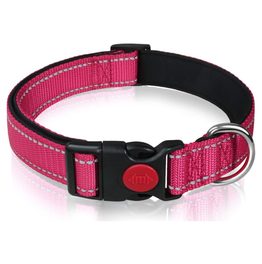 Nobleza hondenhalsband - Halsband met veiligheidssluiting - Roze - reflecterend - M