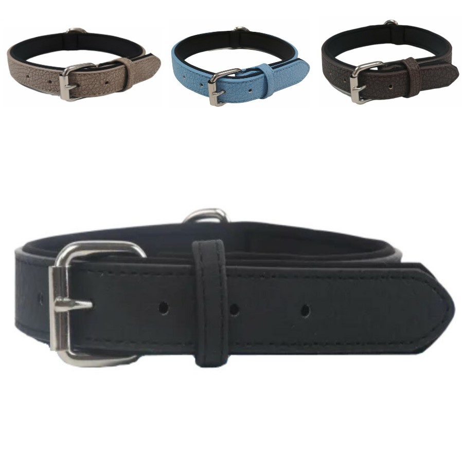 Nobleza Hondenhalsband - Waterbestendige halsband hond - PU leder halsband - Waterproof halsband hond - Gespsluiting - M - Blauw