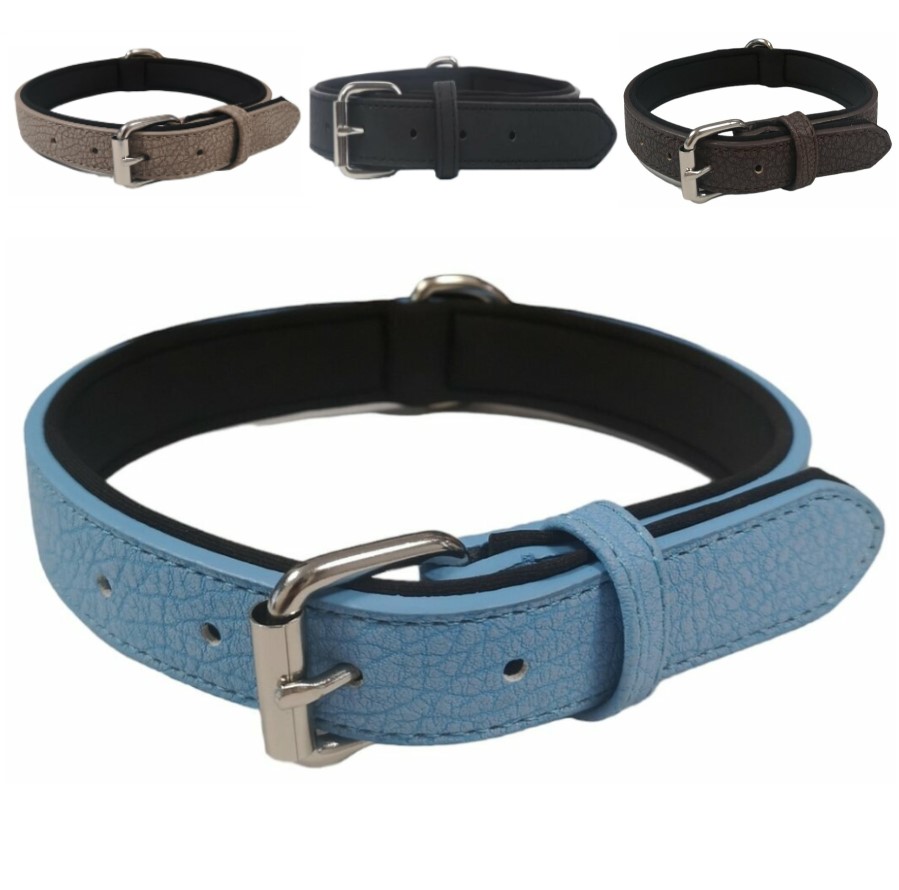 Nobleza Hondenhalsband - Waterproof halsband hond - Waterbestendige halsband hond - PU leder halsband - Gespsluiting - L - Blauw