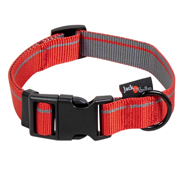 Jack and Vanilla Halsband voor honden - Hondenhalsband - Stripe - Rood - M - 24 t/m 35 cm