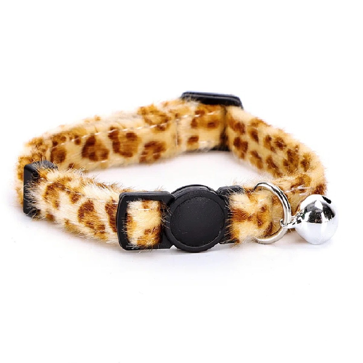 Nobleza kattenhalsband dierenprint - Kattenhalsbanden - Kattenhalsbandje luipaardprint - Halsband kat dierenmotief - Klikhalsband kat - Kittenhalsband met belletje - Beige