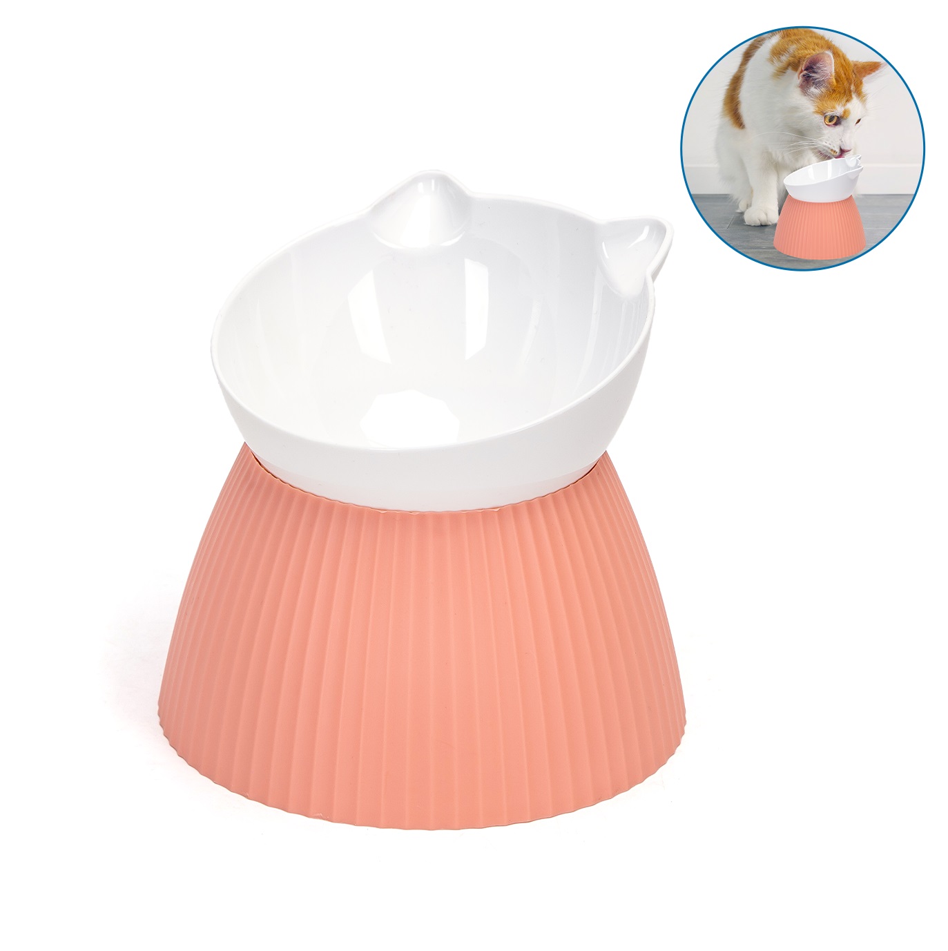 Nobleza Kattenvoerbak - Hoge voerbak voor katten - Ergonomisch - Anti braak - Roze