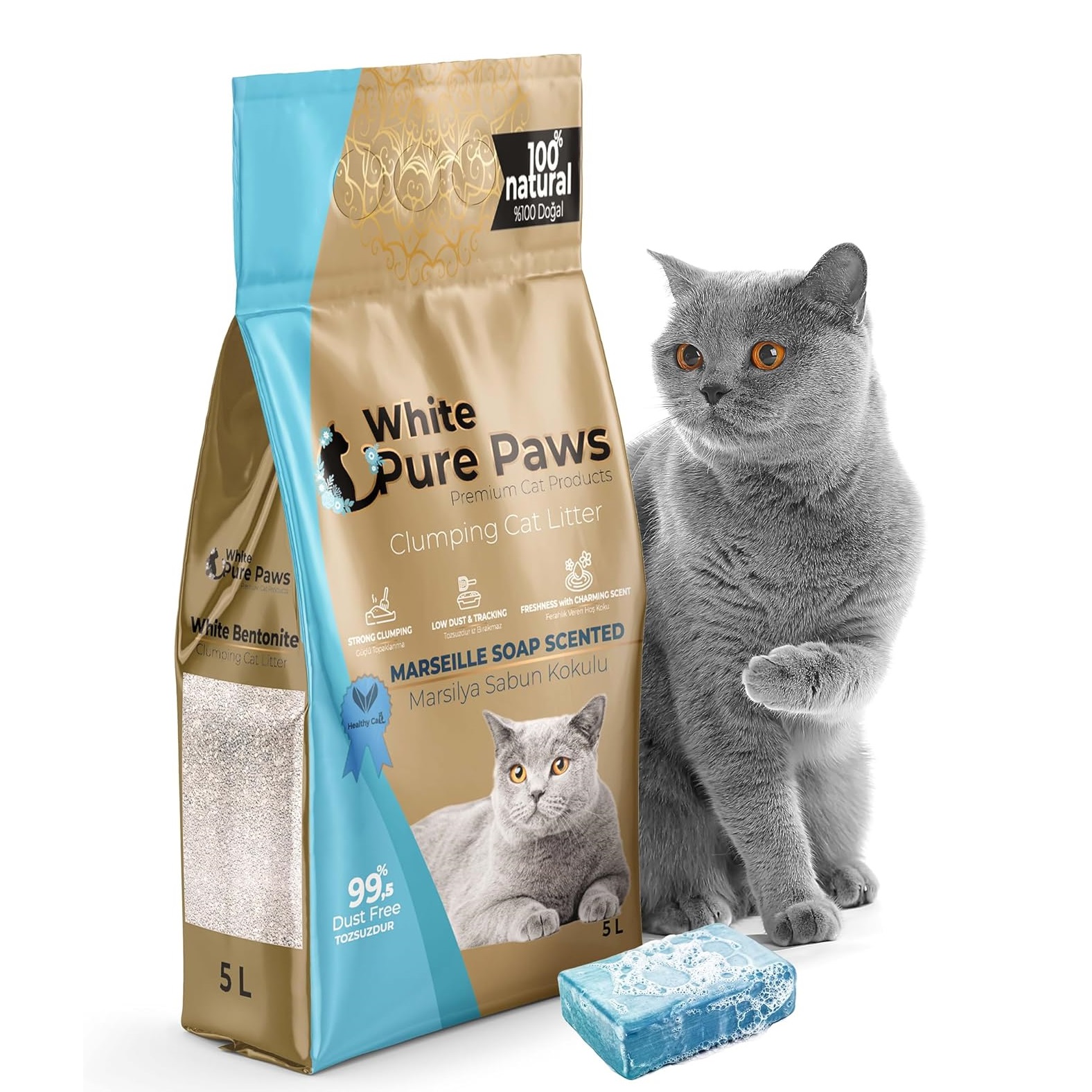 White Pure Paws Kattenbakvulling - Bentoniet - Geparfumeerd - 5L